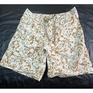 Patagonia Beige and White Floral Men's Board Shorts
